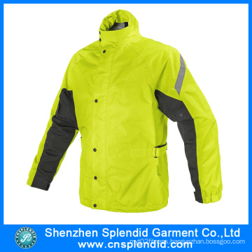 Fluo Yellow Outside Waterproof PVC/Polyester Hi Vis Raincoat